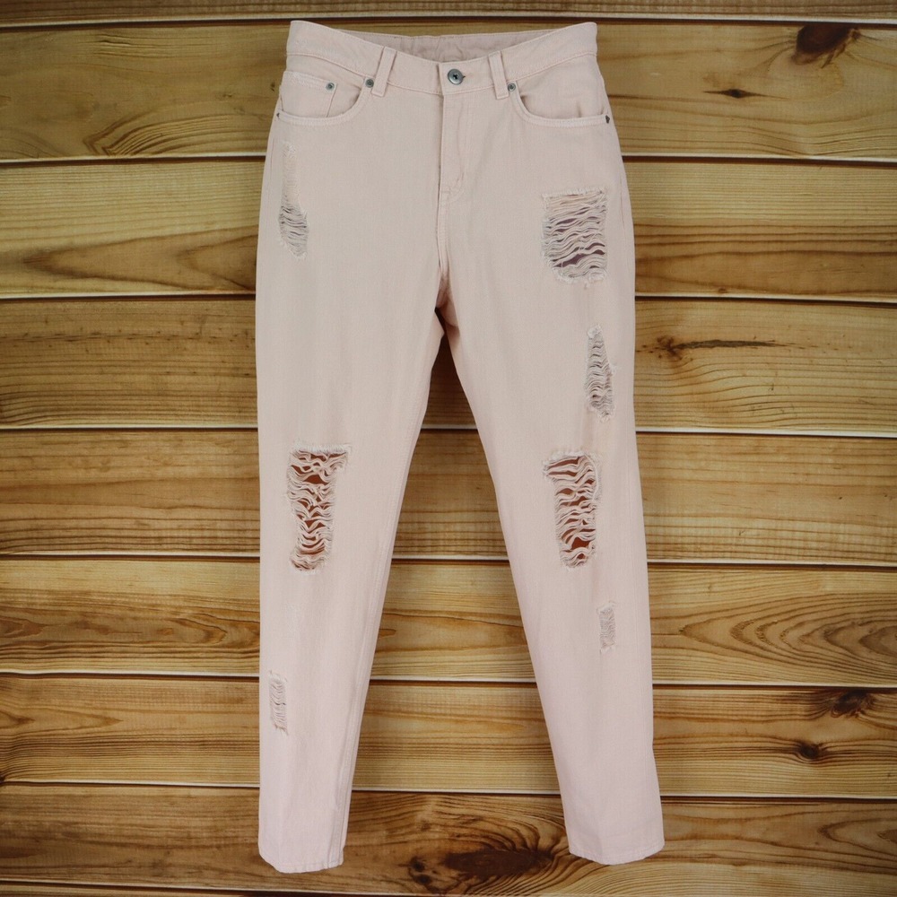Divided Skinny Jeans Distressed‎ Womens 8 Pink Light Wash Denim Mid Rise Pockets